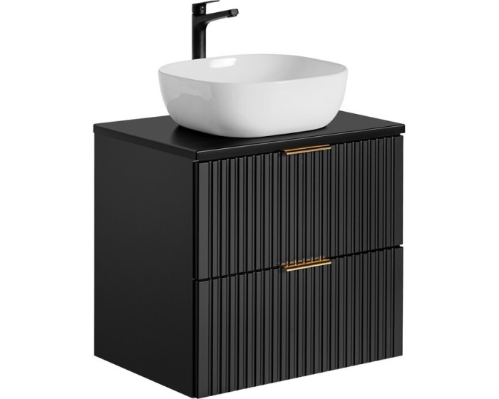 Závěsná skříňka Casad s deskou a umyvadlem 60 cm černá
