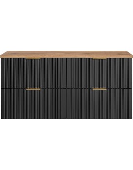 Závěsná skříňka pod umyvadlo Casad s deskou 120 cm černá/dub wotan