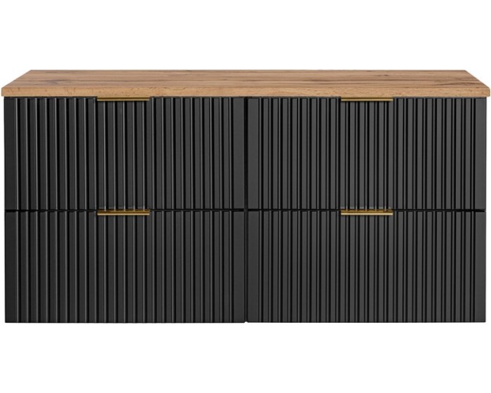 Závěsná skříňka pod umyvadlo Casad s deskou 120 cm černá/dub wotan