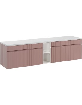 Závěsná skříňka pod umyvadlo Iconic s deskou 180 cm růžová/bílá