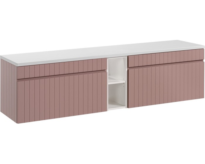 Závěsná skříňka pod umyvadlo Iconic s deskou 180 cm růžová/bílá
