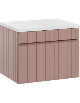 Závěsná skříňka pod umyvadlo Iconic s deskou 60 cm růžová/bílá