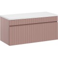 Závěsná skříňka pod umyvadlo Iconic s deskou 100 cm růžová/bílá