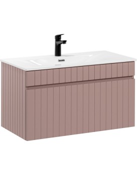 Závěsná skříňka Iconic se zápustným umyvadlem 80 cm růžová
