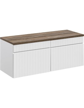 Závěsná skříňka pod umyvadlo Iconic s deskou 160 cm bílá/dub santa fe vintage