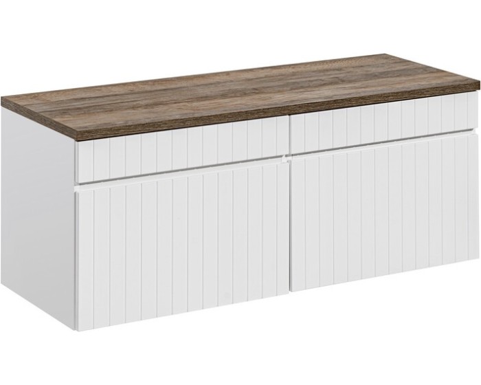 Závěsná skříňka pod umyvadlo Iconic s deskou 160 cm bílá/dub santa fe vintage