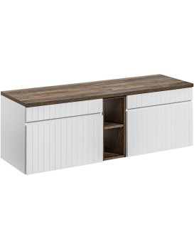 Závěsná skříňka Iconic s deskou 140 cm bílá/dub santa fe vintage
