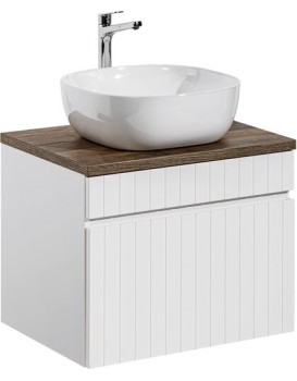 Závěsná skříňka Iconic Smile s deskou a umyvadlem 60 cm bílá/dub santa fe vintage