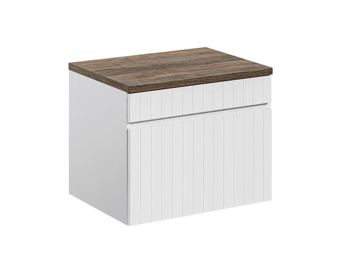 Závěsná skříňka Iconic s deskou 60 cm bílá/dub santa fe vintage