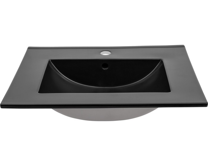 Keramické zápustné umyvadlo Lava 60 cm černé