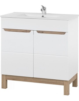 Umyvadlová skříňka Bali White I se zápustným umyvadlem 80 cm bílá/dub wotan