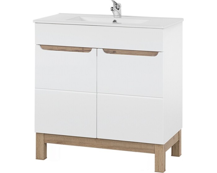 Umyvadlová skříňka Bali White I se zápustným umyvadlem 80 cm bílá/dub wotan