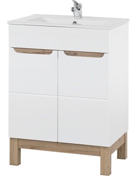 Skříňka pod umyvadlo Bali se zápustným umyvadlem 60 cm bílá/dub wotan