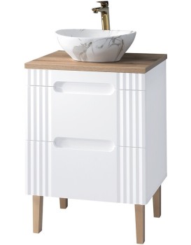 Umyvadlová skříňka Fiji s deskou a umyvadlem 60 cm dub coast evoke/bílá