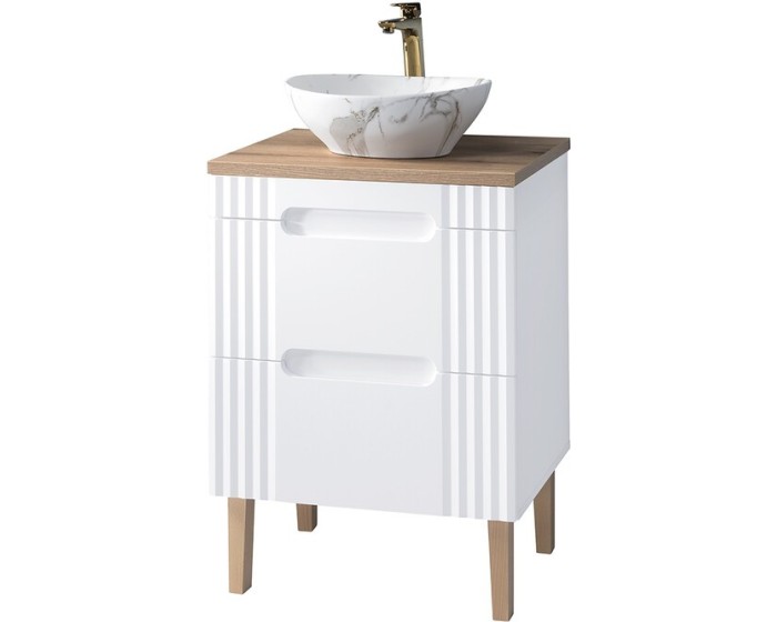 Umyvadlová skříňka Fiji s deskou a umyvadlem 60 cm dub coast evoke/bílá