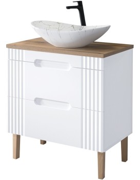 Umyvadlová skříňka Fiji s deskou a umyvadlem 80 cm bílá/dub coast evoke