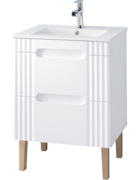Koupelnová skříňka Fiji Lava se zápustným umyvadlem 60 cm bílá/dub coast evoke