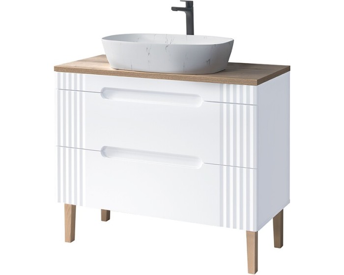 Skříňka Fiji s deskou a umyvadlem 100 cm bílá/dub coast evoke