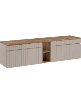 Závěsná skříňka pod umyvadlo Iconic s deskou 180 cm kašmír/dub coast evoke