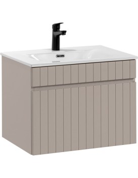 Závěsná skříňka Iconic se zápustným umyvadlem 60 cm kašmír/bílá