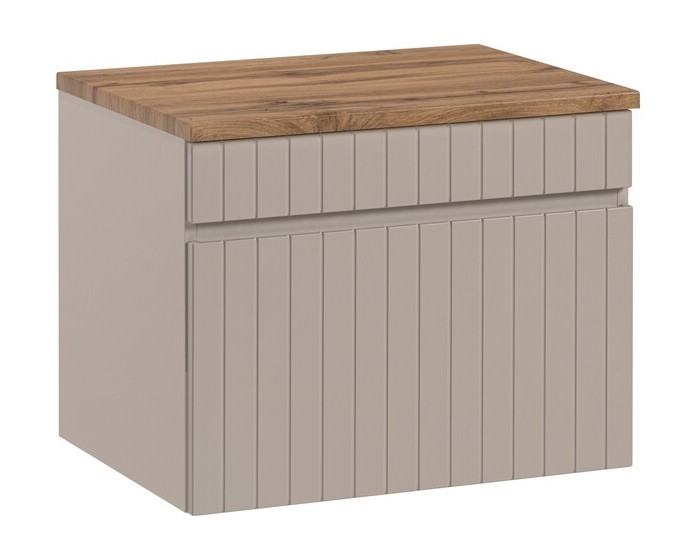 Závěsná skříňka Iconic s deskou 60 cm kašmír/dub coast evoke