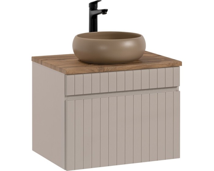 Závěsná skříňka Iconic Wiki s deskou a umyvadlem 60 cm kašmírová/dub coast evoke