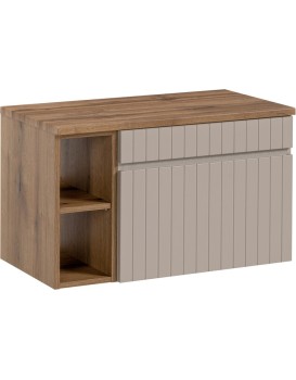 Závěsná skříňka pod umyvadlo Iconic s deskou 80 cm kašmír/dub coast evoke