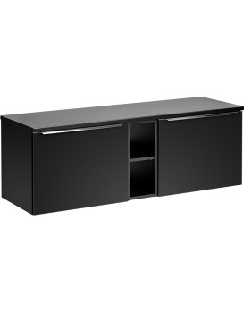 Závěsná skříňka pod umyvadlo SantaFe s deskou 140 cm černá