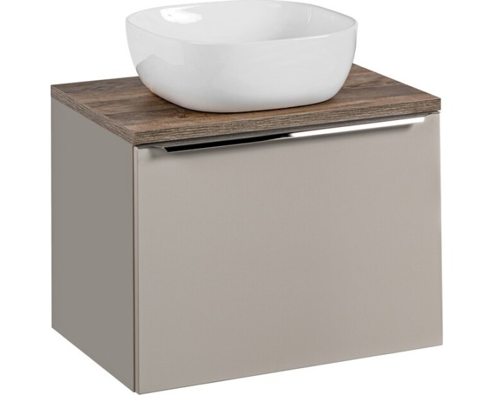Závěsná skříňka SantaFe Smile s deskou a umyvadlem 60 cm taupe/dub santa fe vintage