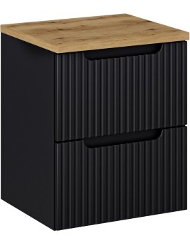 Závěsná skříňka Nova Black I s deskou 50 cm černá/dub evoke