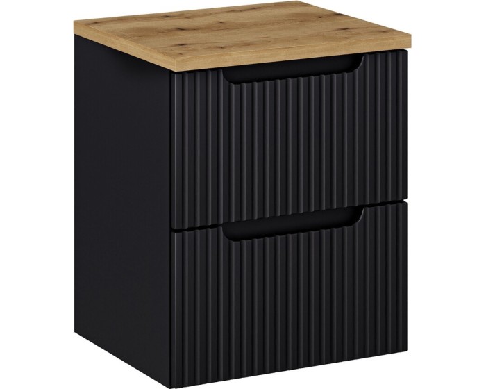 Závěsná skříňka Nova Black I s deskou 50 cm černá/dub evoke