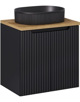 Skříňka s umyvadlem Nova Black Beyond II s umyvadlem 60 cm černá/dub evoke