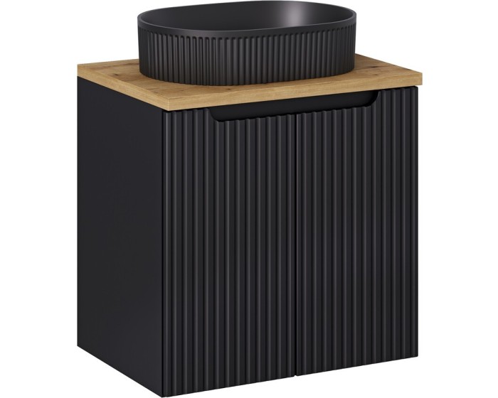 Skříňka s umyvadlem Nova Black Beyond II s umyvadlem 60 cm černá/dub evoke