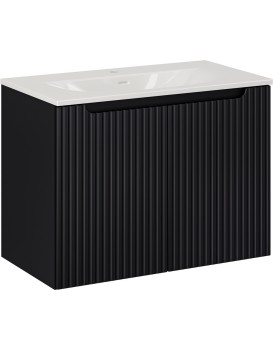 Závěsná skříňka Nova Black Sky3 se zápustným umyvadlem 80 cm černá/bílá