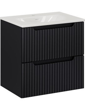 Koupelnová skříňka Nova Black II Sky se zápustným umyvadlem 60 cm černá/bílá