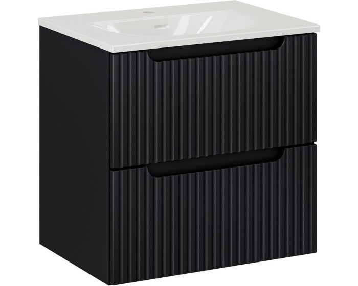 Koupelnová skříňka Nova Black II Sky se zápustným umyvadlem 60 cm černá/bílá