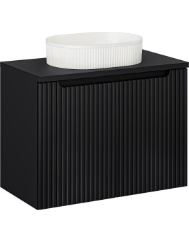 Závěsná skříňka Nova Black I s deskou a umyvadlem 80 cm černá/bílá
