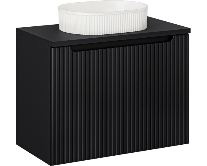 Závěsná skříňka Nova Black I s deskou a umyvadlem 80 cm černá/bílá