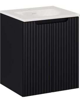 Závěsná skříňka Nova Black II se zápustným umyvadlem 50 cm černá/bílá