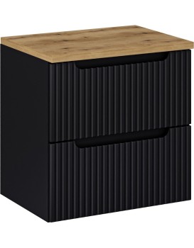 Závěsná skříňka Nova Black I s deskou 60 cm černá/dub evoke