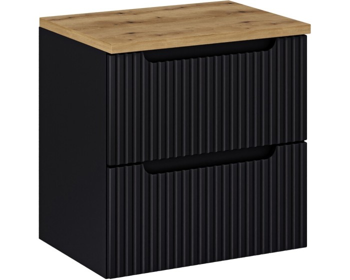 Závěsná skříňka Nova Black I s deskou 60 cm černá/dub evoke