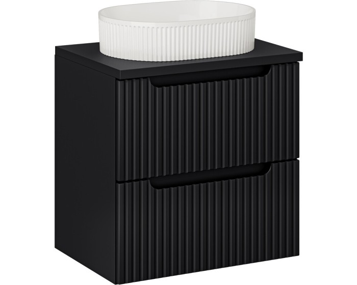 Závěsná skříňka Nova Black Beyond I s deskou a umyvadlem 60 cm černá