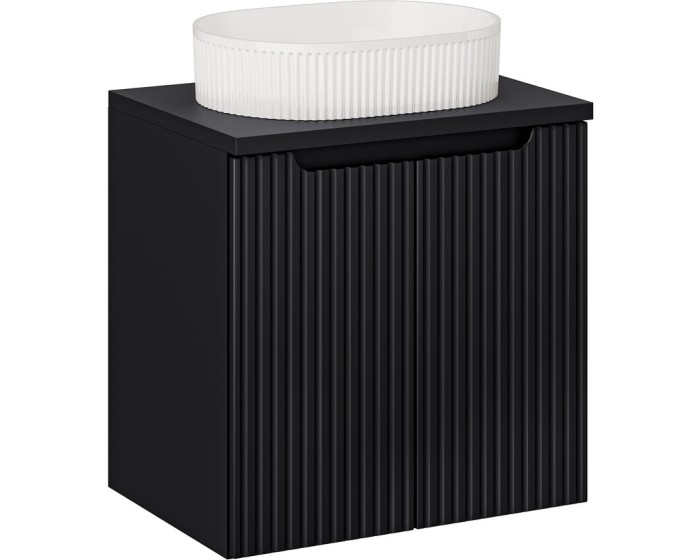 Závěsná skříňka Nova Black Beyond s deskou a umyvadlem 60 cm černá