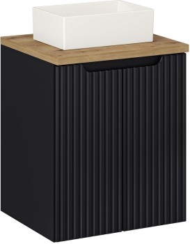 Závěsná skříňka Nova Black Gaja II s deskou a umyvadlem 50 cm černá/dub evoke