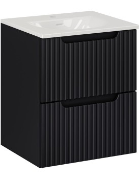 Závěsná skříňka Nova Black I se zápustným umyvadlem 50 cm černá/bílá