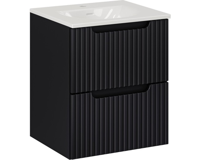 Závěsná skříňka Nova Black I se zápustným umyvadlem 50 cm černá/bílá