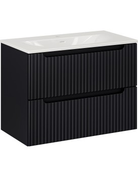 Závěsná skříňka Nova Black Sky3 se zápustným umyvadlem 80 cm bílá/černá