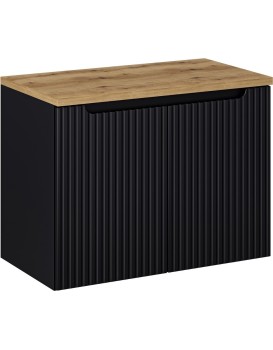 Závěsná skříňka pod umyvadlo Nova Black II s deskou 80 cm černá/dub evoke