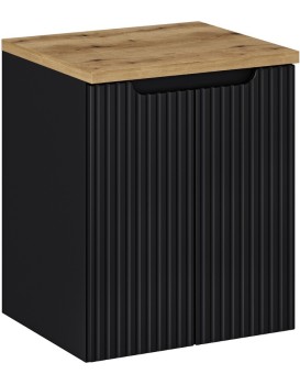 Závěsná skříňka Nova Black II s deskou 50 cm černá/dub evoke