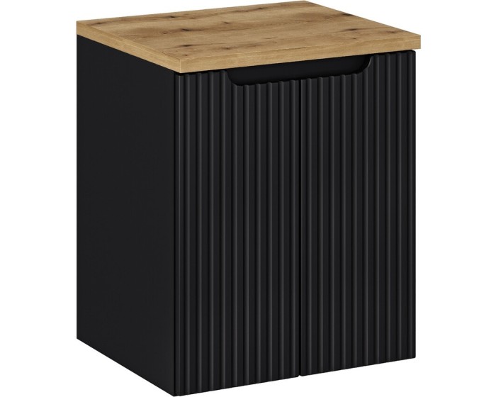 Závěsná skříňka Nova Black II s deskou 50 cm černá/dub evoke